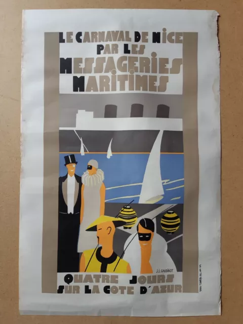 Ancienne affiche ART-DÉCO de tourisme MESSAGERIES MARITIMES - Carnaval de NICE