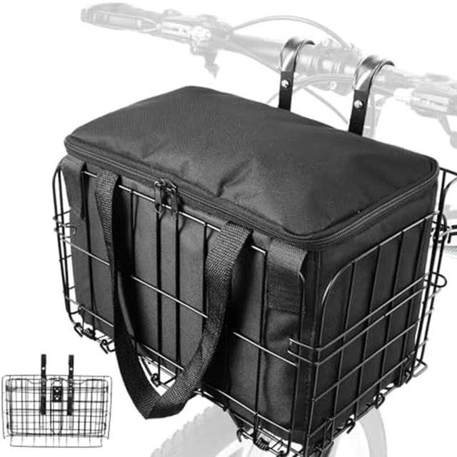 Panier De Vélo Avant Pliable STANDARD Noir Avec Sacoche Amovible - Quick Release - Neuf Sous Carton