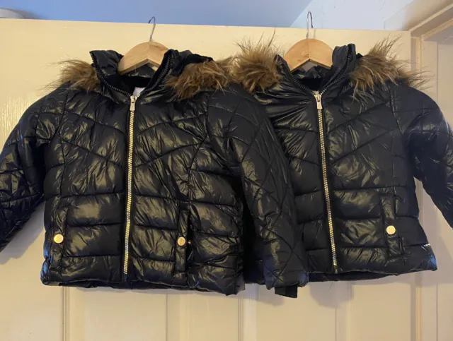 Pacchetto cappotto invernale gemelle ragazze 3-4 anni giacca tampone nera Matalan X2