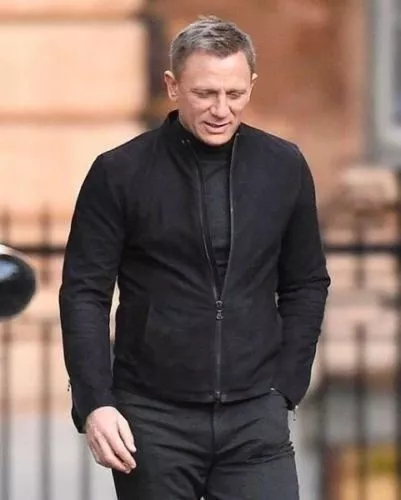 James Bond Spectre 100% Genuine Lamb Black Suede Leather Jacket With Two Way Zip