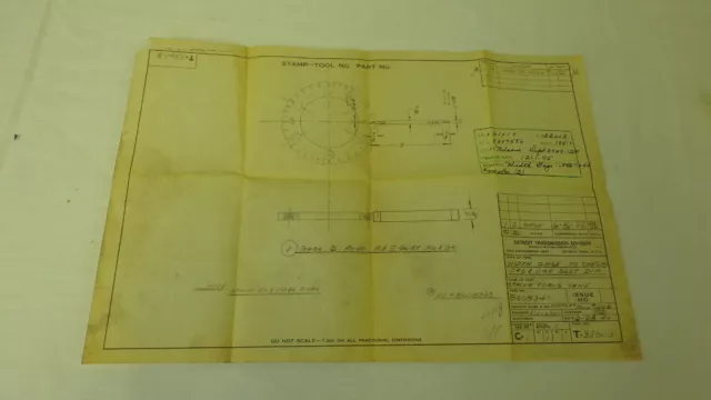 Antique Blueprint Industrial Art Detroit Automotive General Motors  1944 12"x18"