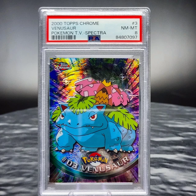 2000 TOPPS CHROME Pokemon TV Spectra Refractor 3 Venusaur PSA 8 NMMT