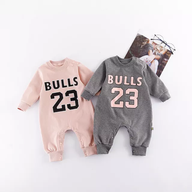 New Baby Newborn Toddler Boy Girl Sport Bulls 23 Romper Cotton Outfit Clothes