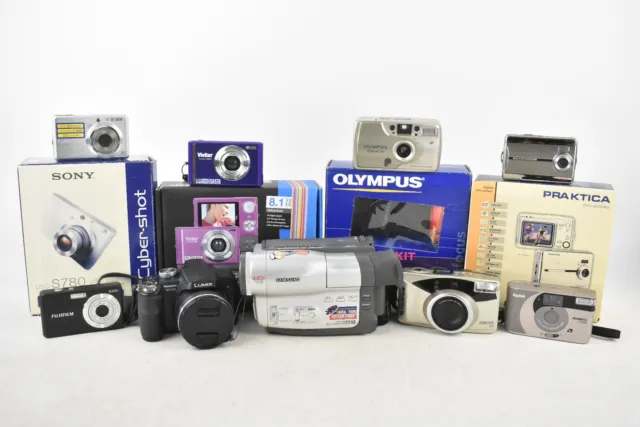 Job Lot Of Film & Digital Cameras Untested Fujifilm, Samsung, Olympus Etc