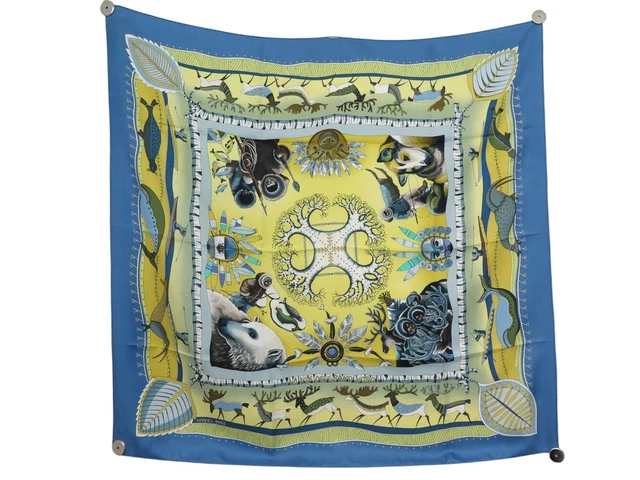 Foulard Hermès La Vie En Grand Air - Soie Imprimé Animal - Écharpe Carrée