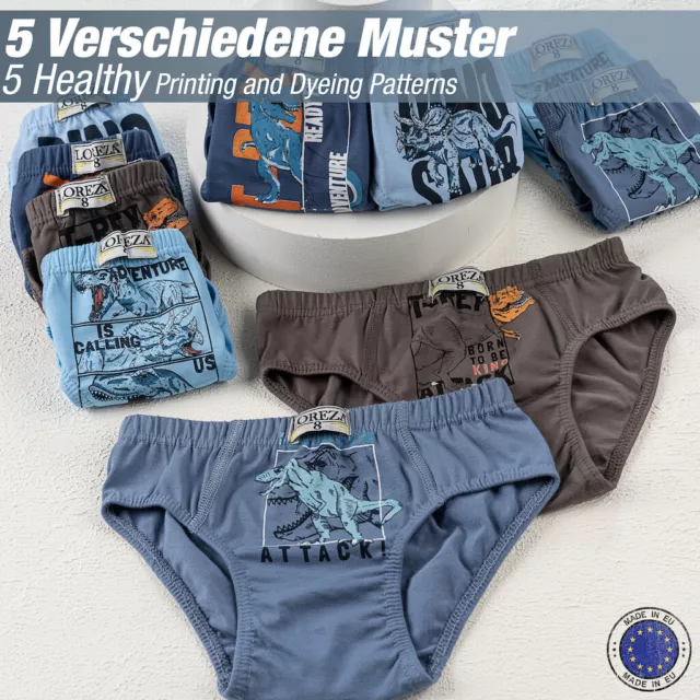 10 Jungen Slips Baumwolle Unterhosen Unterwäsche - Dinosaurier 3