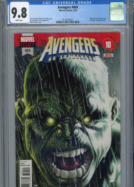 Avengers #684 Mt 9.8 Cgc White Pages Hulk Becomes Immortal Hulk Brooks Cover Zub