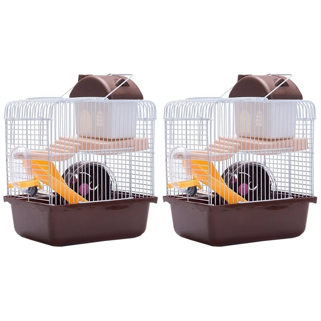 2 stücke Doppelschicht Hamster Käfig Haustierhaus Acryl Tragbare Kleine