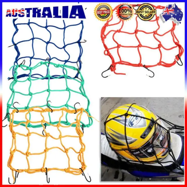 ❤ 30*30cm Motorcycle 6 Hooks Hold Down Fuel Tank Luggage Net Mesh Web Bungee