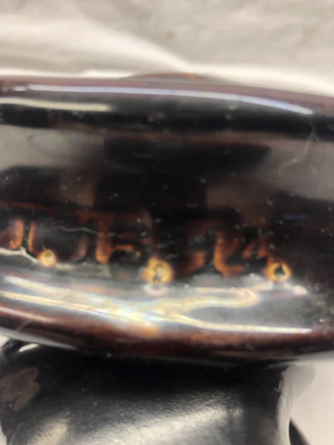 Vintage Unique Brown Large Ceramic Porcelain Glazed Electric Insulator 4