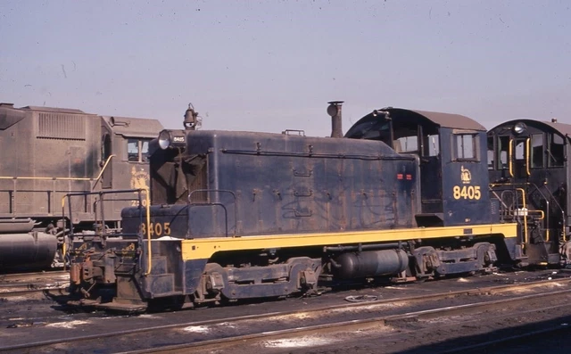 CNJ NEW JERSEY CENTRAL Railroad Train Locomotive 8405 JERSEY CITY NJ Photo Slide