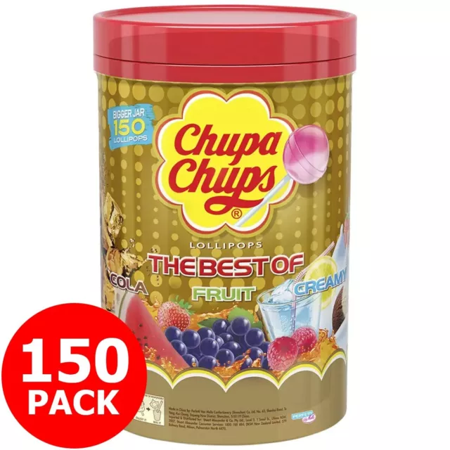 150pk Chupa Chups Lollipops Assorted Fruits Flavour Bulk Lollies Jar Sweet Treat