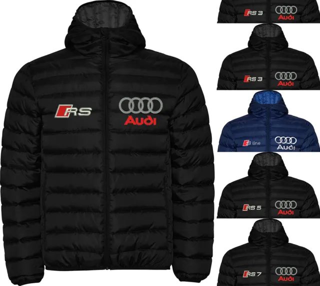 Logos Audi Sport RS embroidered on Quilted Jacket Blouson Giacca Chaqueta Veste