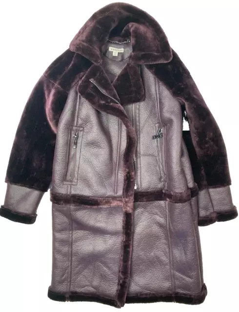 NEW Whistles Longline Faux Fur Biker Coat Size XS MSRP $489 Free Shipping