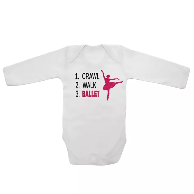 Crawl Walk Ballet Baby Vests Bodysuits Grows Long Sleeve Funny Printed