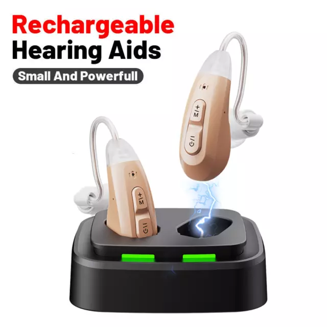 Rechargeable Elderly Ear Hearing Aids BTE Barely Visible Hearing Amplifier