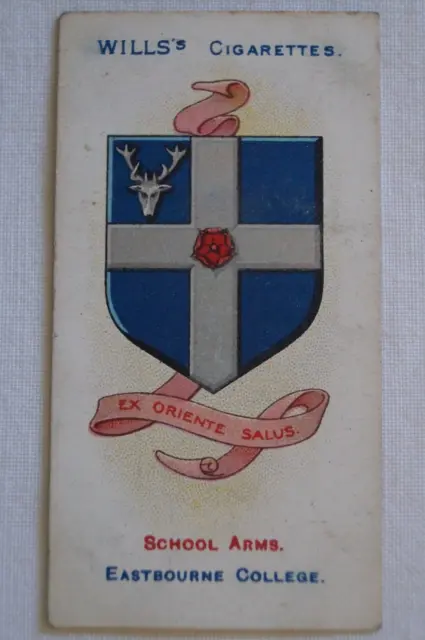 Arms of Public Schools Vintage 1906 Pre WWI Wills Crest Card Eastbourne College