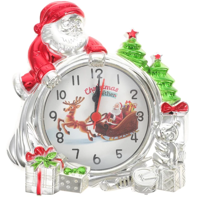 Orologio a forma di Babbo Natale camera da letto natalizia statuetta scrivania