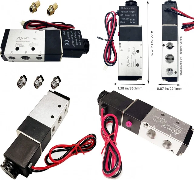 Wengart Elettrovalvola Pneumatica 1/4" PT 2V025-08 DC24V – Controllo Elettromagnetico 2 Vie Per Aria Compressa - 2