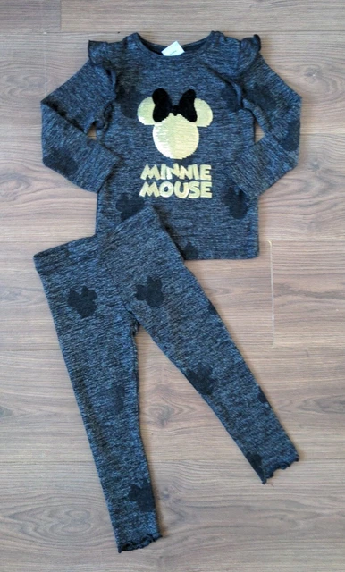 Beautiful Girls 3-4 Years Outfit Set Minnie Mouse Grey Long Sleeve Top & Legging