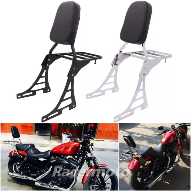 Backrest Sissy Bar Luggage Rack For Harley Sportster Iron XL 883 1200 2004-2018