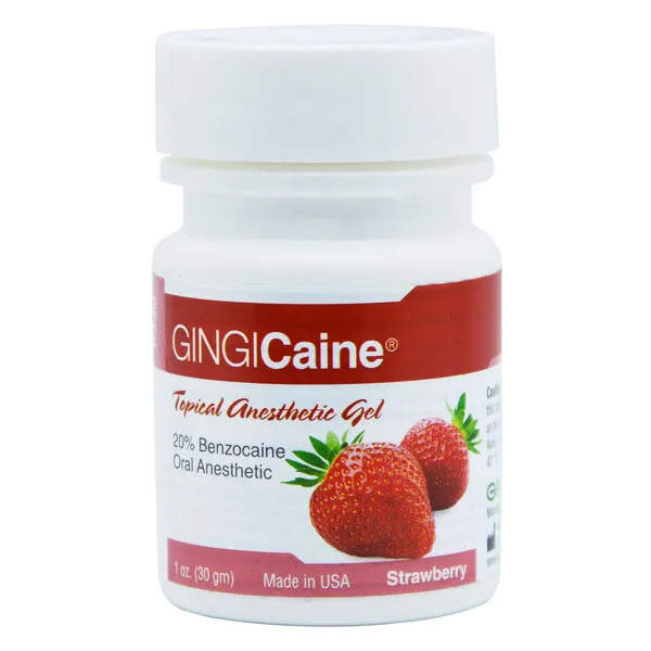 Gingicaine Strawberry flavored topical anesthetic (Benzocaine 20%) gel