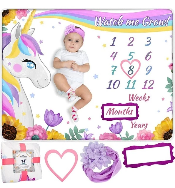 Coperta Mesi Neonato Con 12 Cornici - Set Regalo Nascita Unisex Tema Floreale - Foto 7