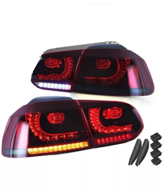 Coppia Fari Fanali Posteriori Tuning LED Golf VI 6 GTI GTD Look 2008-2013 ROSSI