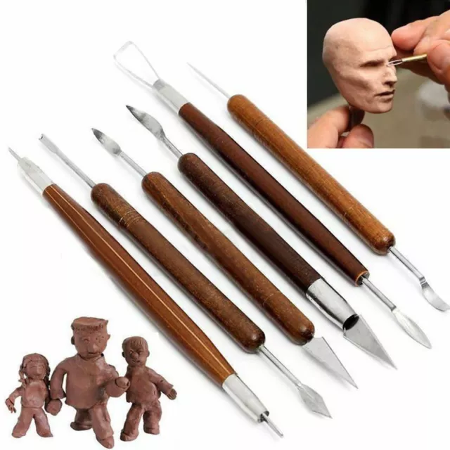 6pcs Clay Sculpting Set Wax Carving Pottery Tools Shapers Polymer Modeling