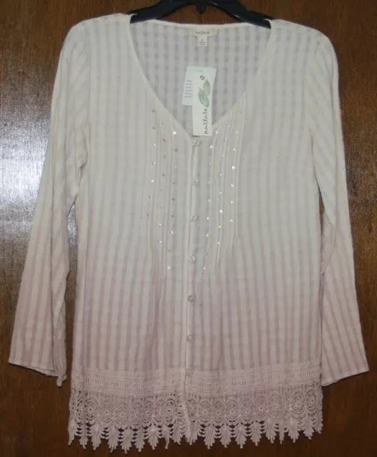 Nurture Womens New $90 Knit Button Shirt Blouse Boho Bohemian Top Small S 4 6