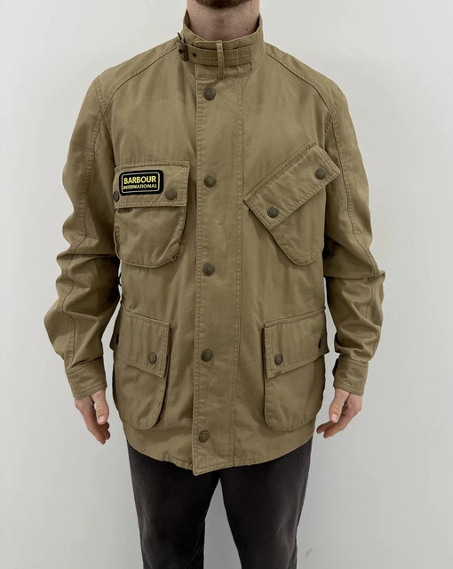 BARBOUR INTERNATIONAL MULTIPOCKET Washed Twill Bike Moto Jacket 