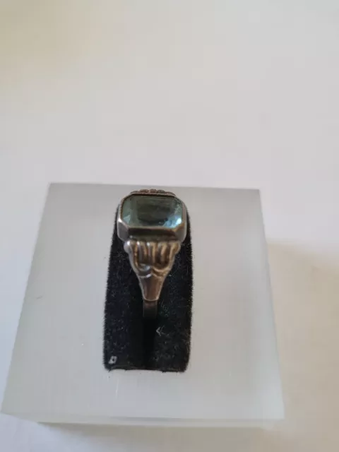 Art_Deco 835er Silber  Ring viereckiger Aquamarin  Antikschmuck 3