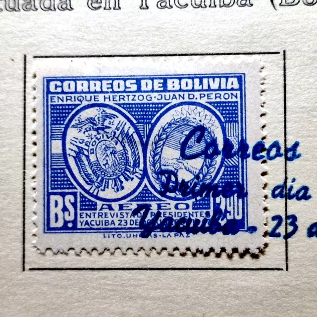 Bolivia 1947 - FDC - Tarjeta de 2 estampillas carta - Estampilla rara - Edición completa 2