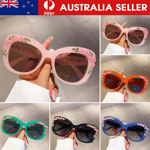 Trendy Oversized Sunglasses with Embossed Flower Frame Tinted UV Protection