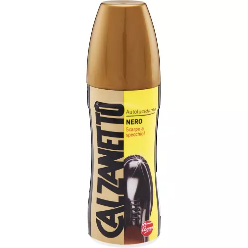 Calzanetto Trattamento Liquido Autolucidante per Calzature in Pelle, Nero, 75ml