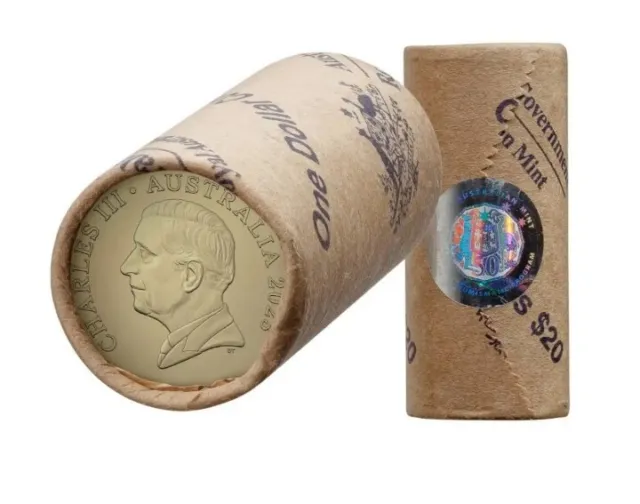 Charles III 2023 $1 Al-Br Uncirculated 20-Coin Premium RAM Mint Roll✅ IN TRANSIT