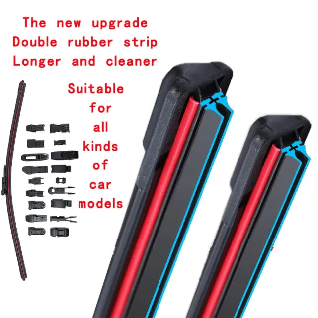 1pc Car Windshield Wiper blades Universal Soft Double layer Rubber Wipers 16"