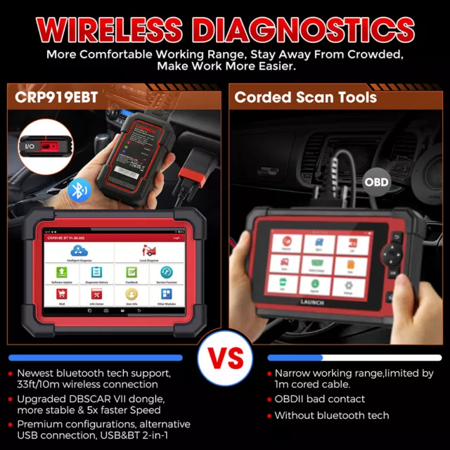 2024 LAUNCH CRP919E BT Auto OBD2 Diagnosegerät Alle System Key Programm TPMS 3