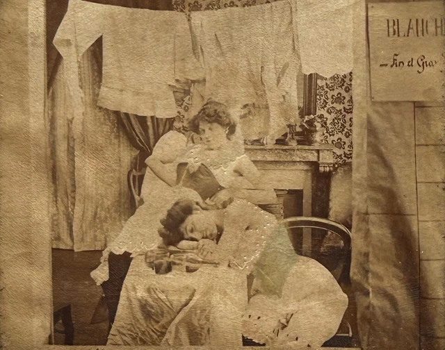 Paris La Leben Pariser Wäscherinnen c1880 Foto Stereo Diorama Vintage N6