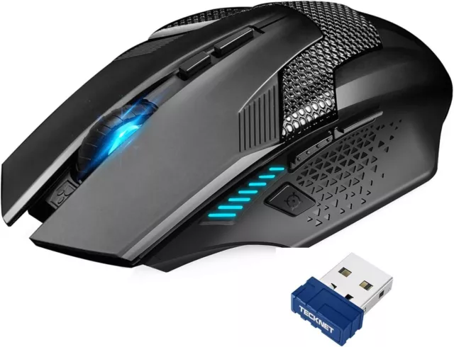 Tecknet Wireless Gaming Mouse 2.4G Optical USB Computer Mice, 8 Buttons, 4800DPI