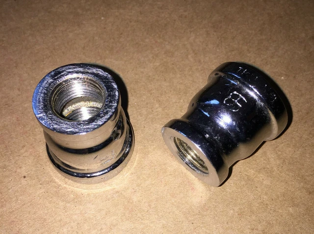 2- NEW Chrome Brass Reducer Coupling  1/2" x  3/8" Fitting , Heavy Industrial ,,