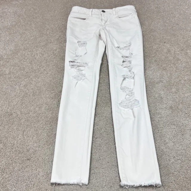 American Eagle Outfitters Jegging Jeans Women’s Ivory Distressed Pockets Size 4