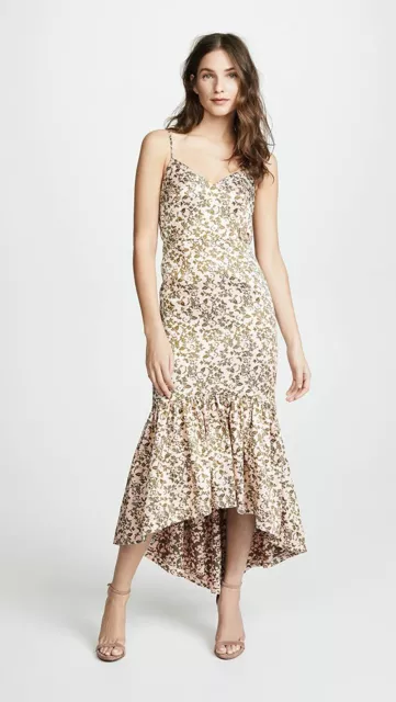 Jill Jill Stuart Womens Maxi Dress FLoral Jacquard HIgh Low Ruffle 2  New $388!