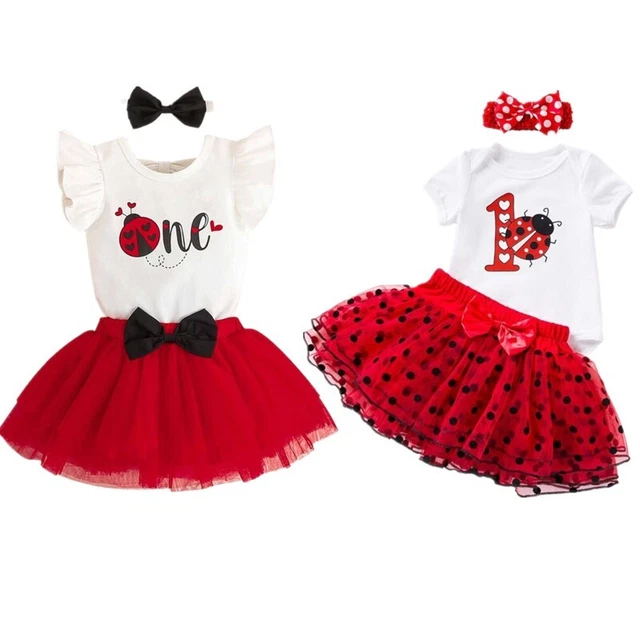 Baby Girls Birthday Outfit Toddler Fly Sleeve Romper Headband Tutu Skirt Set