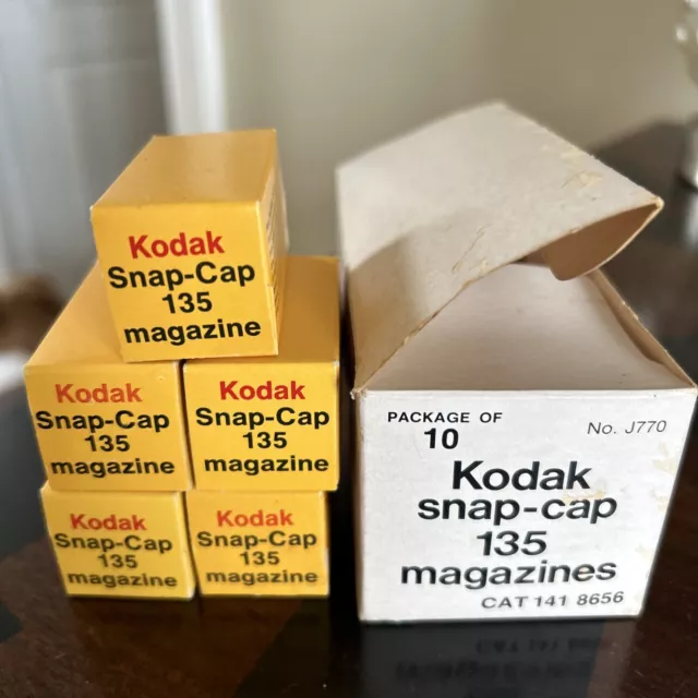 Box of 5 Kodak Snap-Cap 135 Film Magazines VTG Snap Cap J770 2 Sealed