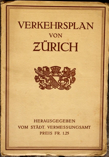 35478 Mapa Verkehrsplan Zurich Del Vermessungsamt Con Straßen-verz. 1930