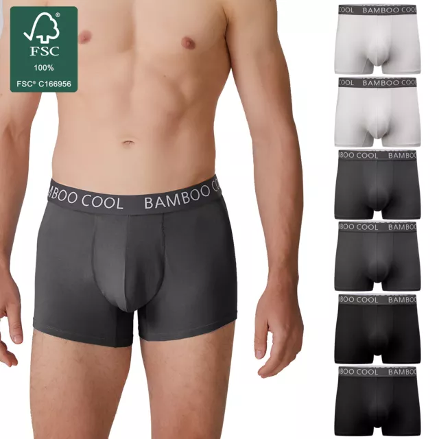 BAMBOO COOL Men's Trunks 6-Pack Underwear Low Rise Boxer Shorts Support Pouch