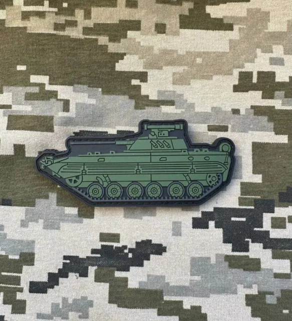 PVC Patch "BMP-2" Oliv Grün, m. Klett Abzeichen Morale Aufnäher Ukraine Russland