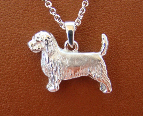 Small Sterling Silver Petit Basset Griffon Vendeen Standing Study Pendant