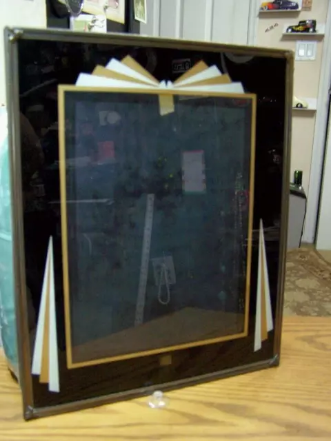 Antique Art Deco Reverse Painted Glass Picture Frame bLACK & gOLD 10X12